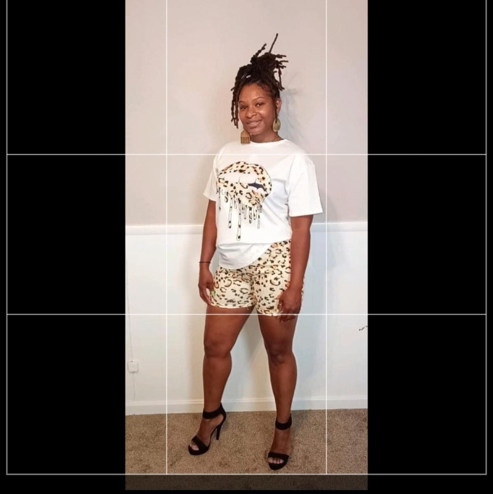 Yellow and black lips two piece short set